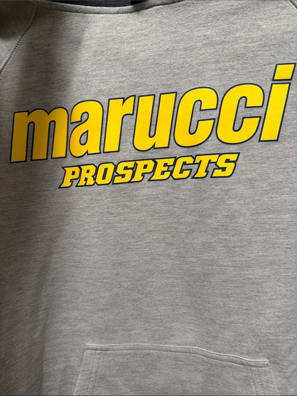 Prospects Men's Grey Pullover Hoodie with Yellow Logo